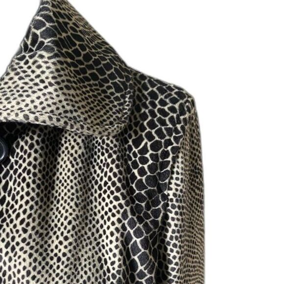 DENNIS BASSO faux fur coat GLAM fancy animal print snakeskin soft warm sz S - Picture 2 of 11